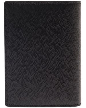 Saint Laurent Card Holder Grain De Poudre Calfskin Accessory - Black