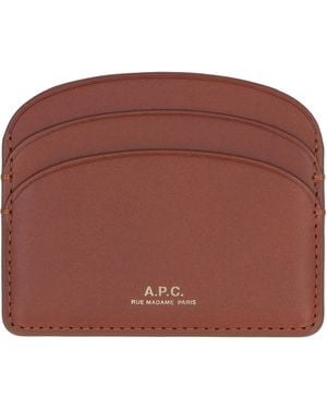 A.P.C. Logo Detail Leather Card Holder Cowhide Wallets & Purses - Purple