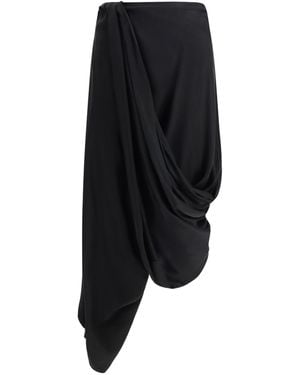 Maison Margiela Asymmetric Midi Skirt Cupro - Black