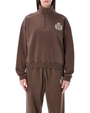 Sporty & Rich Sporty & Rich Crest Quarter-Zip Sweatshirt - Brown