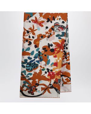Fendi Multicolour Silk Butterfly Foulard - Orange