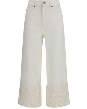 Tory Burch Cotton Straight-Leg Jeans Clothing - Gray