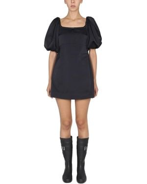 Patou Square Neck Mini Dress - Black