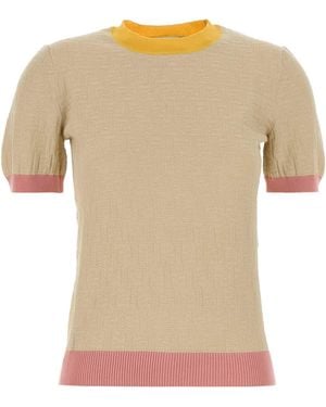Fendi Sand Cotton Blend Jumper - Multicolour