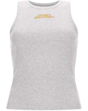 CASABLANCA Top With Logo Organic Cotton Tops - White