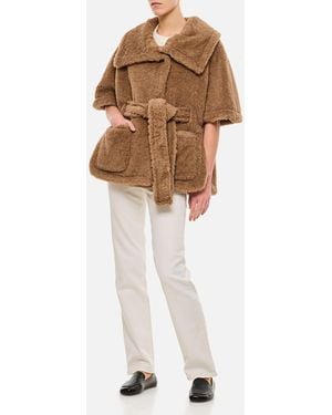 Max Mara Amato Teddy Fabric Hood With Belt in Brown | Lyst