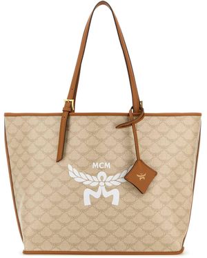 MCM Printed Canvas Shopping Bag in Black | Lyst