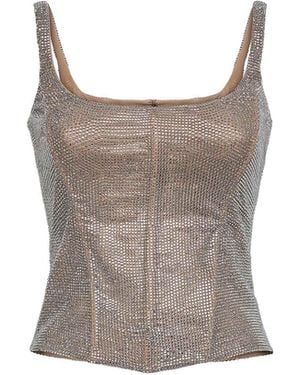 GIUSEPPE DI MORABITO Crystal Bustier Top - Grey