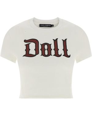 Dolce & Gabbana Cropped T-Shirt With Vintage Effect - White