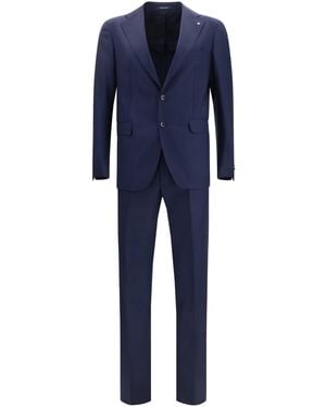 Tagliatore Single-Breasted Virgin Wool Suit Fleece Suits - Blue