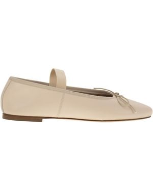 Anniel Leather Ballerina And Elastic Band - Natural