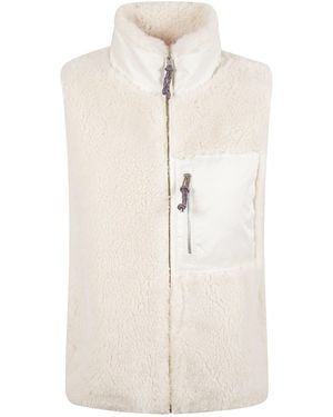 Tory Burch Shell-Trimmed Fleece Vest - Natural