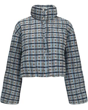 GONGDID DESIGN Short Padded High-Neck Jacket - Blue