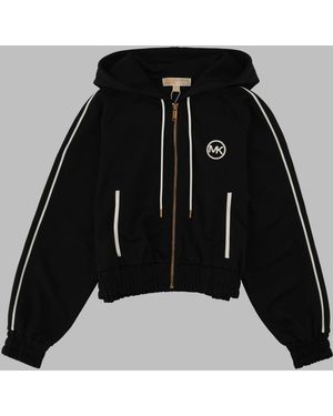 MICHAEL Michael Kors Zip-Up Piqué Logo Sweatshirt Polyester Sweatshirts - Black