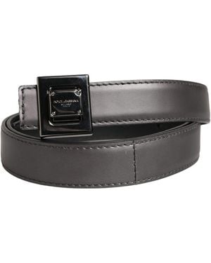 Dolce & Gabbana Classic Leather Square Buckle Belt Lamb - Black
