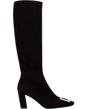 Roger Vivier Roger Vivier Suede Knee-High Boot - Black