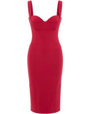 Elisabetta Franchi Technical Fabric Midi Dress Polyamide Evening Suits - Red