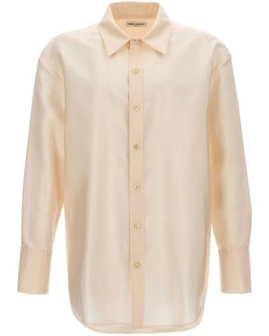 Saint Laurent Faille Wool-Blend Oversized Shirt - White