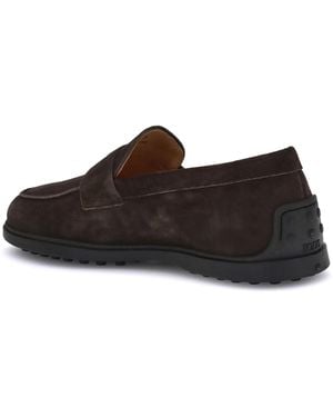 Tod's Suede Loafers With Monogram Detail Calf Leather Bos Taurus - Black