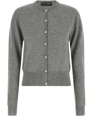 Dolce & Gabbana Dolce & Gabbana Cashmere Crewneck Cardigan - Gray
