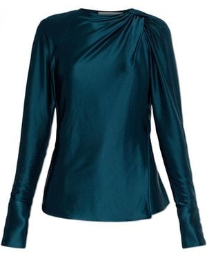 Victoria Beckham Draped Blouse Viscose - Blue