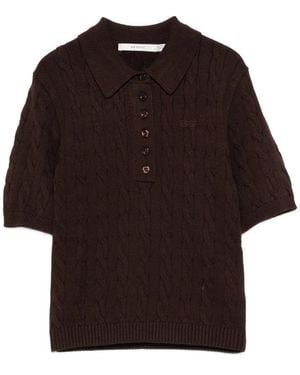 Gestuz Cable-Knit Polo Jumper - Brown