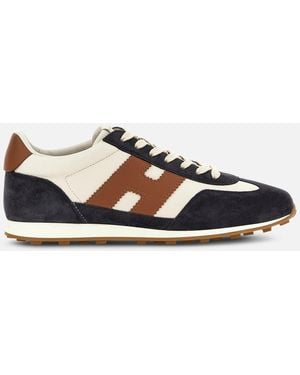 Hogan Two-Tone And Camel Suede Athletic Sneakers - Blue
