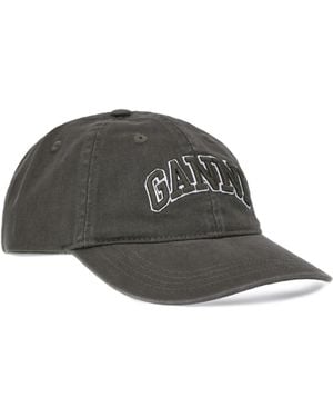 Ganni Baseball Cap Cotton Hat - Gray