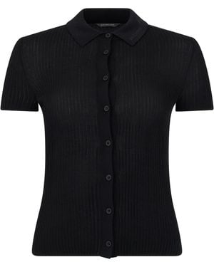 Balenciaga Cardigan Ribbed Knit Viscose Cardigans - Black