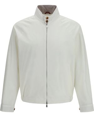 Brunello Cucinelli Windproof Zip Jacket Off/Panama/Spago Cotton - White