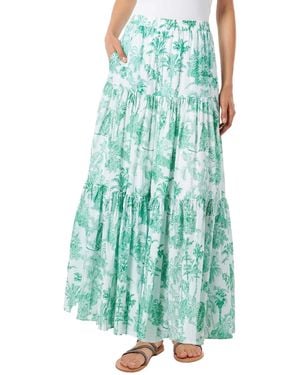MC2 Saint Barth Rambla Long Skirt With Jungle Print - Green