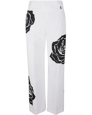 Blugirl Blumarine Rose Print High-Waist Trousers - White