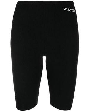 Valentino Logo-Embroidered Cycling Shorts - Black