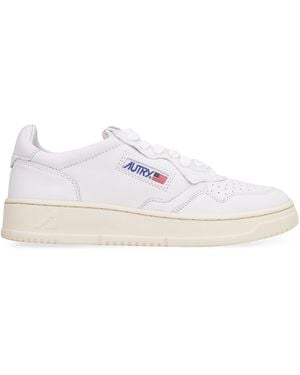 Autry Medalist Leather Low-Top Sneakers Leather; Cotton; Rubber Sneakers - White