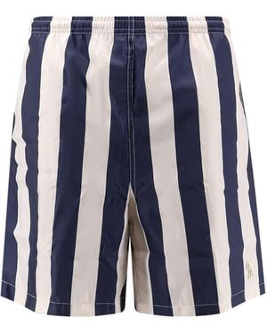 Ami Paris Nylon Swim Shorts With Striped Pattern - Blue