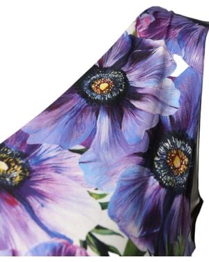 Dolce & Gabbana Anemone Print Pleated Midi Dress - Blue