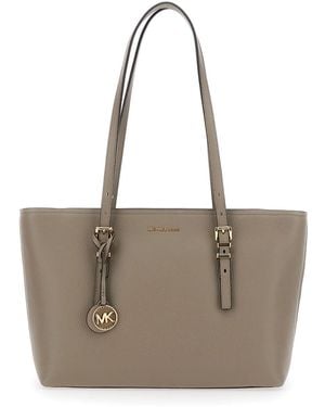 MICHAEL Michael Kors Quinn Medium Tote Bag With Removable Logo Charm And Embossed Logo Lettering On The Front - Natural