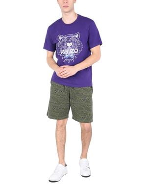 KENZO Animal Print Bermuda Shorts Cotton - Blue