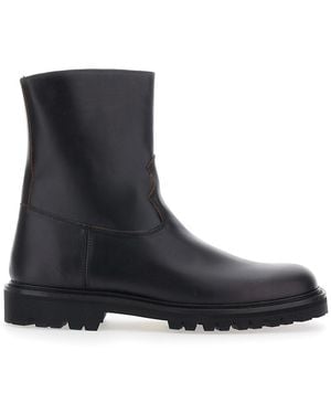 VINNY'S High-Top Ankle Boots Leather - Black