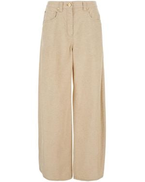 Brunello Cucinelli Pants Cotton And Linen - Natural
