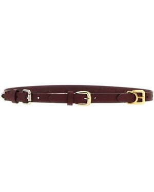 Etro Triple Buckle Leather Belt - White