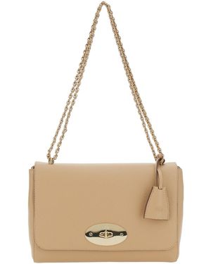 Mulberry Leather Medium Lily Small Class Grain Shoulder Bag Crossbody - Natural