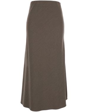 Le Plain Long Skirt With Side Hook And Loop Closure - Brown