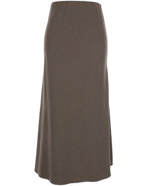 Le Plain Long Skirt With Side Hook And Loop Closure - Brown