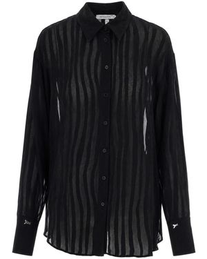 Patrizia Pepe Striped Devoré Blouse - Blue