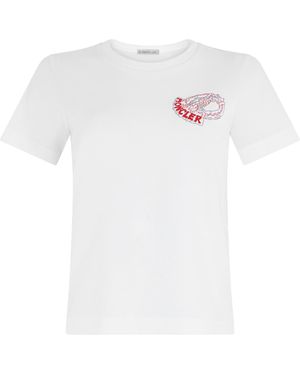 Moncler T-Shirt With Chest Print Cotton T-Shirts & Jerseys - White