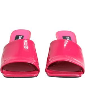 Dolce & Gabbana Open Toe Block Heel Mules Sandals Shoes Calf Leather - Pink