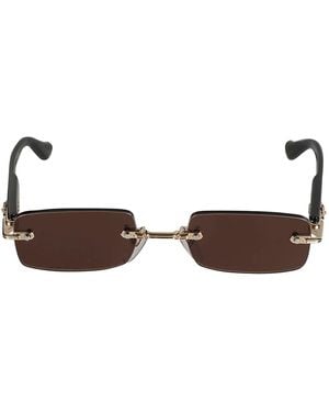 Chrome Hearts Rectangle Rimless Sunglasses - Brown