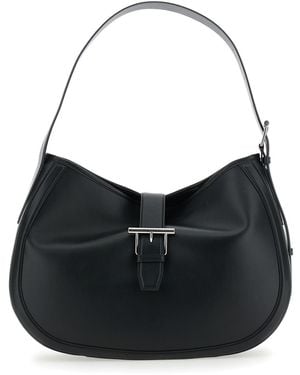 McQueen Shoulder Bag With Adjustable Shoulder Strap And T Buckle Closure On The Front - Black