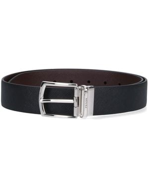 Prada Logo Reversible Belt - Black